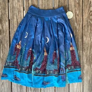 LINDY BOP MARNIE TEAL NEW YORK CITY PRINT SKIRT